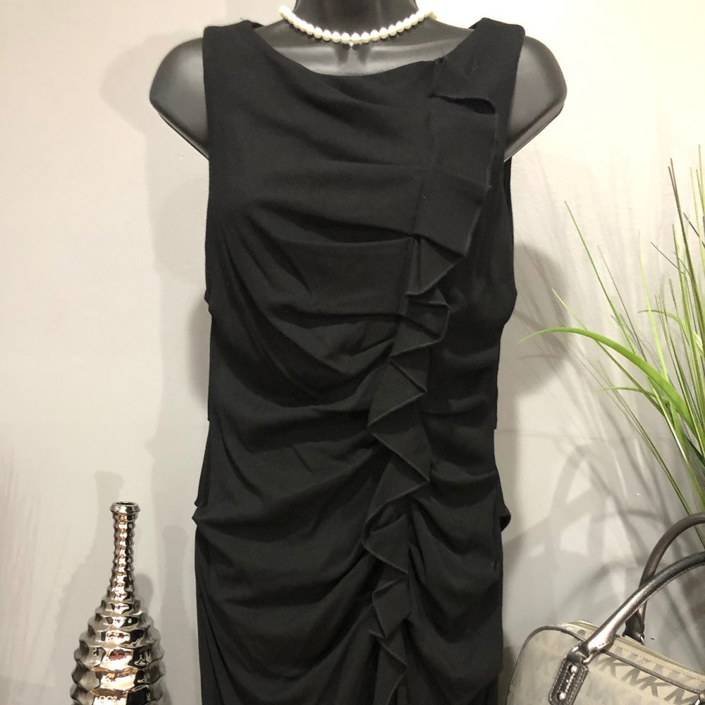 STYLISH BLACK RUFFLE DRESS - Picture 2 of 7